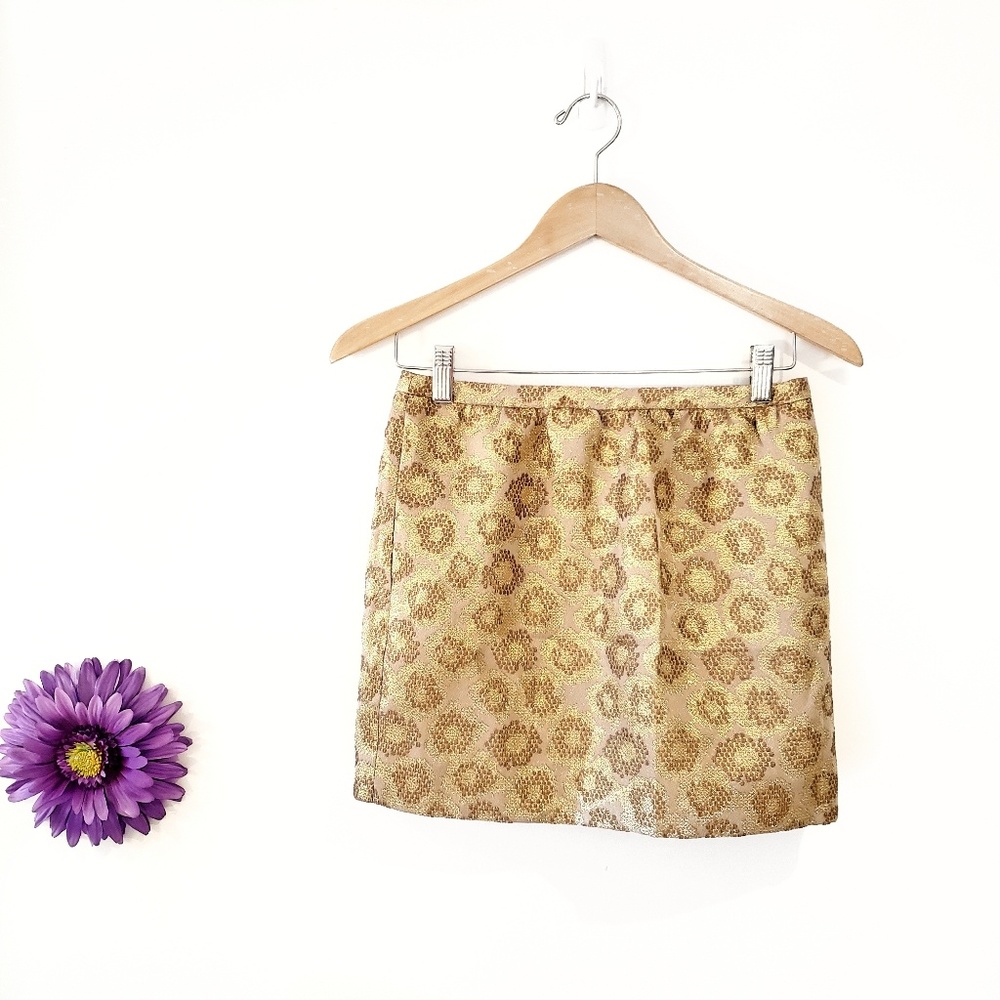 J. Crew Jacquard Metallic Goldenrod Mini Skirt